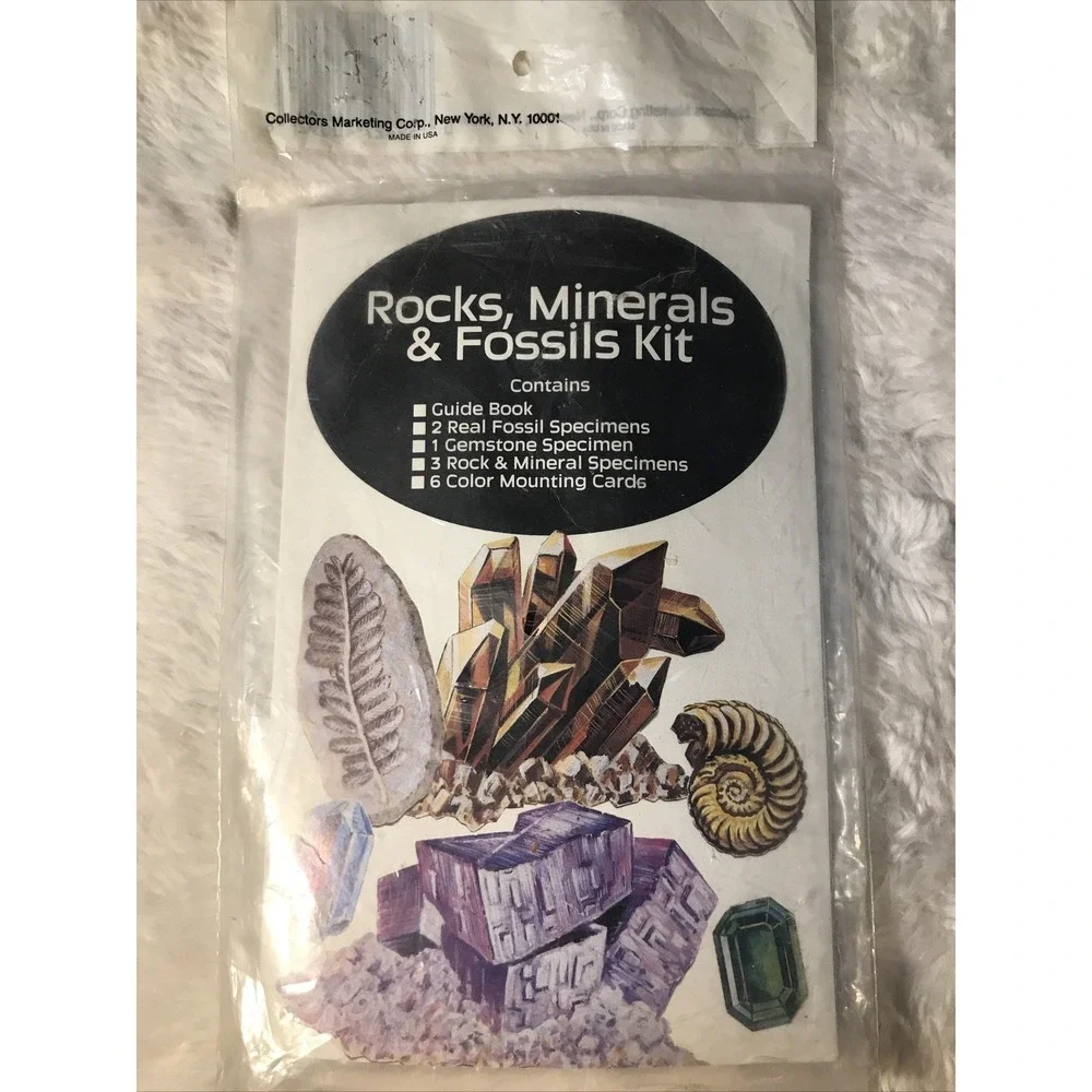 1987 Rocks, Minerals &Fossils  Kit +Rocks Collection-Geology Hobby New In Bag